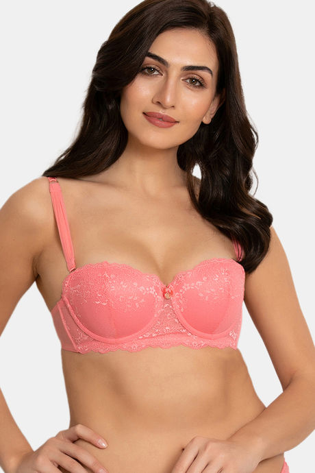 Zivame Shades Of Love Padded Wired 3/4th Coverage Strapless Bra - Strawberry Pink — image 3